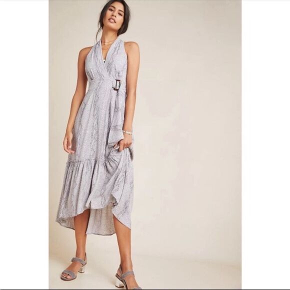 BY ANTHROPOLOGIE | NEW Marta Midi to Maxi Wrap Style Dress Women’s Size 16 - Picture 1 of 15
